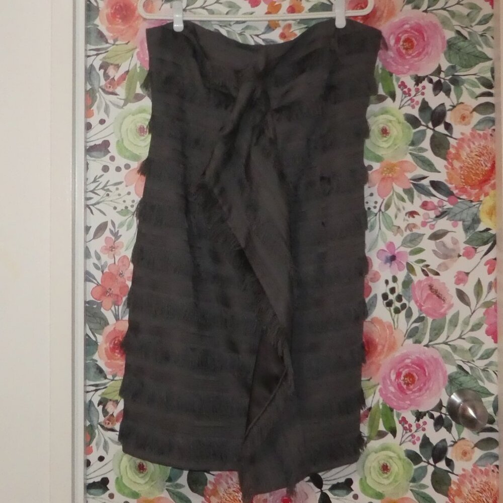 NWOT Banana Republic Heritage Collection Strapless Grey Dress w/ Fringe - Sz 14